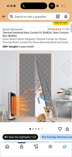Thermal Insulated Door Curtain Fit 36x82in,