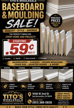 Fully Stock On Baseboards, Casing And Quarter Rounds