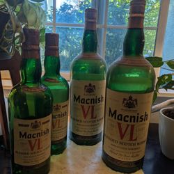 Set Of Mid Century Macnish Scotch Whisky Display Bottles 24" & 14" 