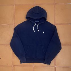 Polo Ralph Lauren Men's Navy Blue Pullover Hoodie Size Medium Pony Logo 