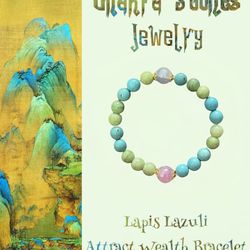 Handmade Chakra Stones Lapis Lazuli Beaded Bracelet Attract Wealth And Success 