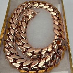 20mm Miami Rose Gold Cuban Link Necklace Premium Quality 