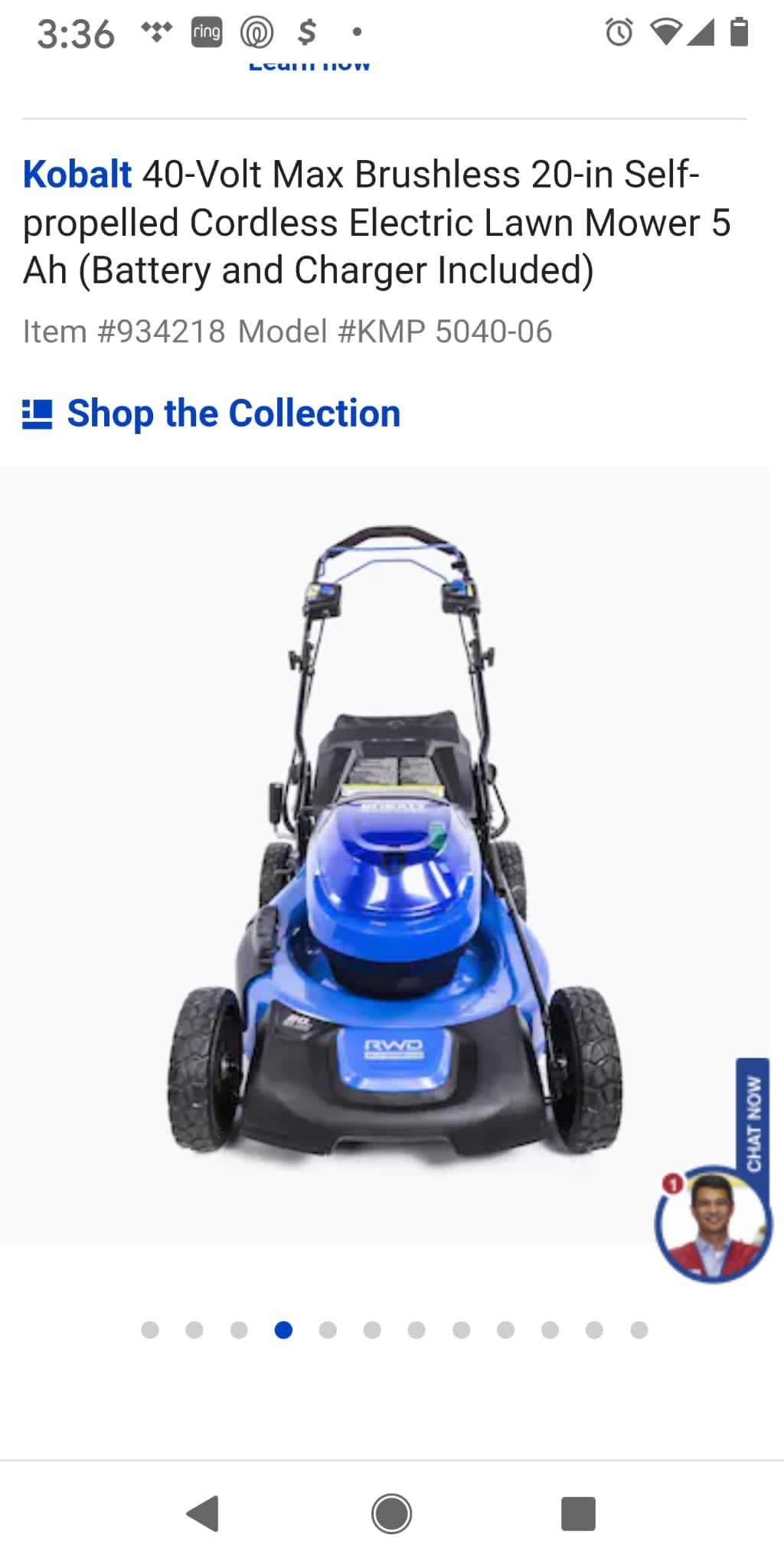 Kobalt 40-Volt Max Brushless 20-in Self-propelled Cordless Electric Lawn Mower 5 Ah (Battery and Charger Included) (Bag Attachment Not Included)

