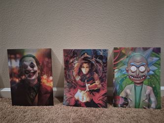 Holographic art prints (Joker, korra, and Rick