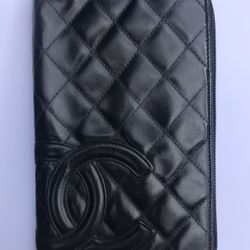 Authentic Black Cambon Lambskin Matelasse Long Wallet