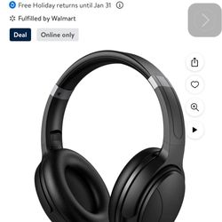 VILINICE Noise Cancelling Headphones, Wireless Bluetooth Over Ear Headphones with Microphone, Black, Q8