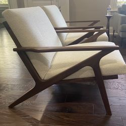 Crate and barrel Cavett Wood Frame Chair - lounge chair set of 2