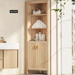 69" Tall Corner Shelf with Doors, 7-Tier Corner Storage Cabinet with Doors, Space Saver Shelf for Bathroom, Bathroom Floor Cabinet for Living Room Kit