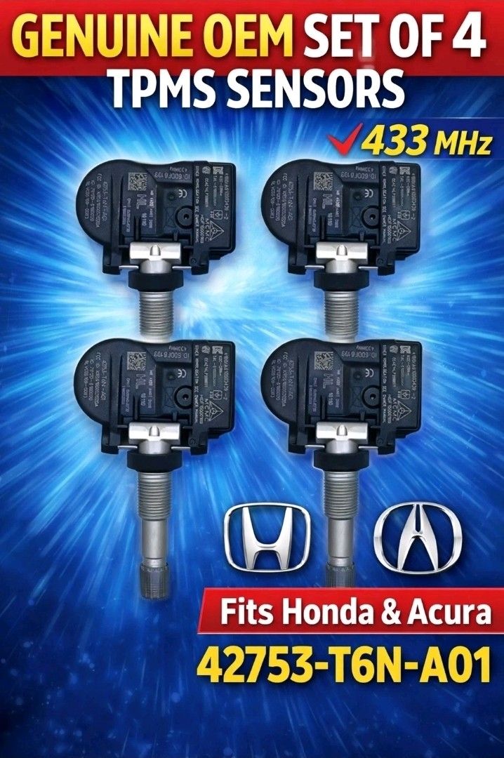 4PCS Genuine OEM TPMS Tire Pressure Sensor 42753-T6N-A01 Honda Acura 433 MHz