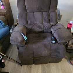 Brown recliner.