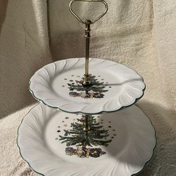 CHRISTMAS  SERVING DISH TWO TIER