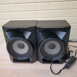 Sony Bluetooth Wireless Speaker System. 2 speakers. Plus Bluetooth Receiver And Power Adapter.