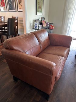 Leather sofa & loveseat