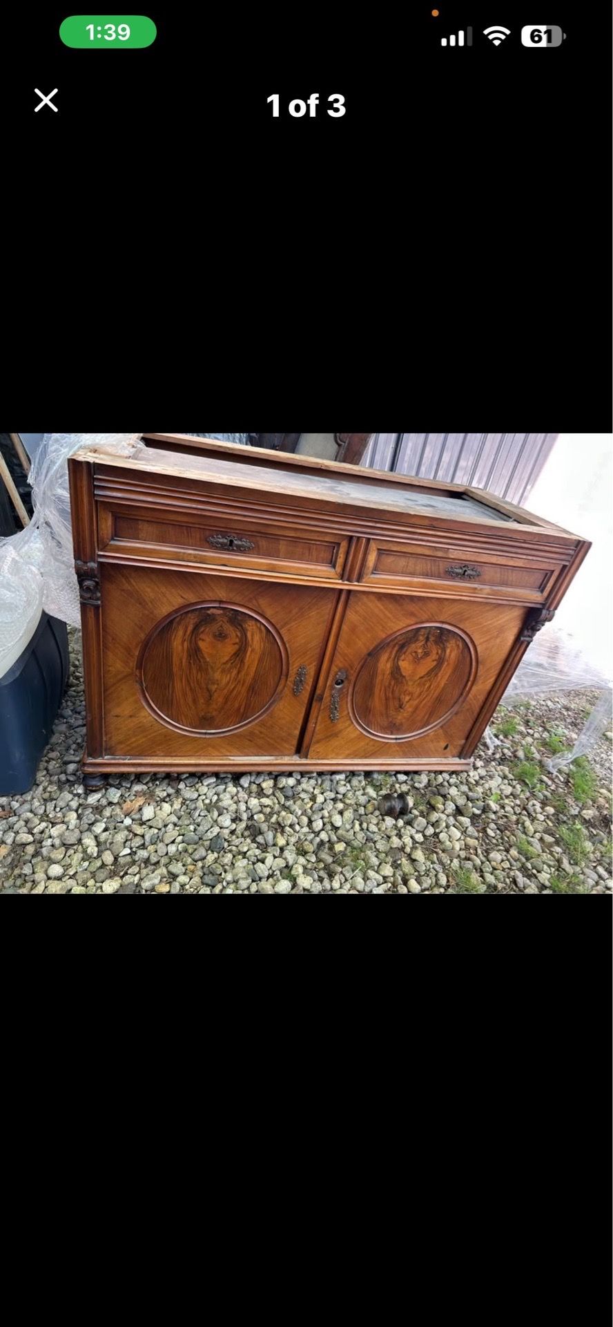 Antique mahogany buffet for restor
