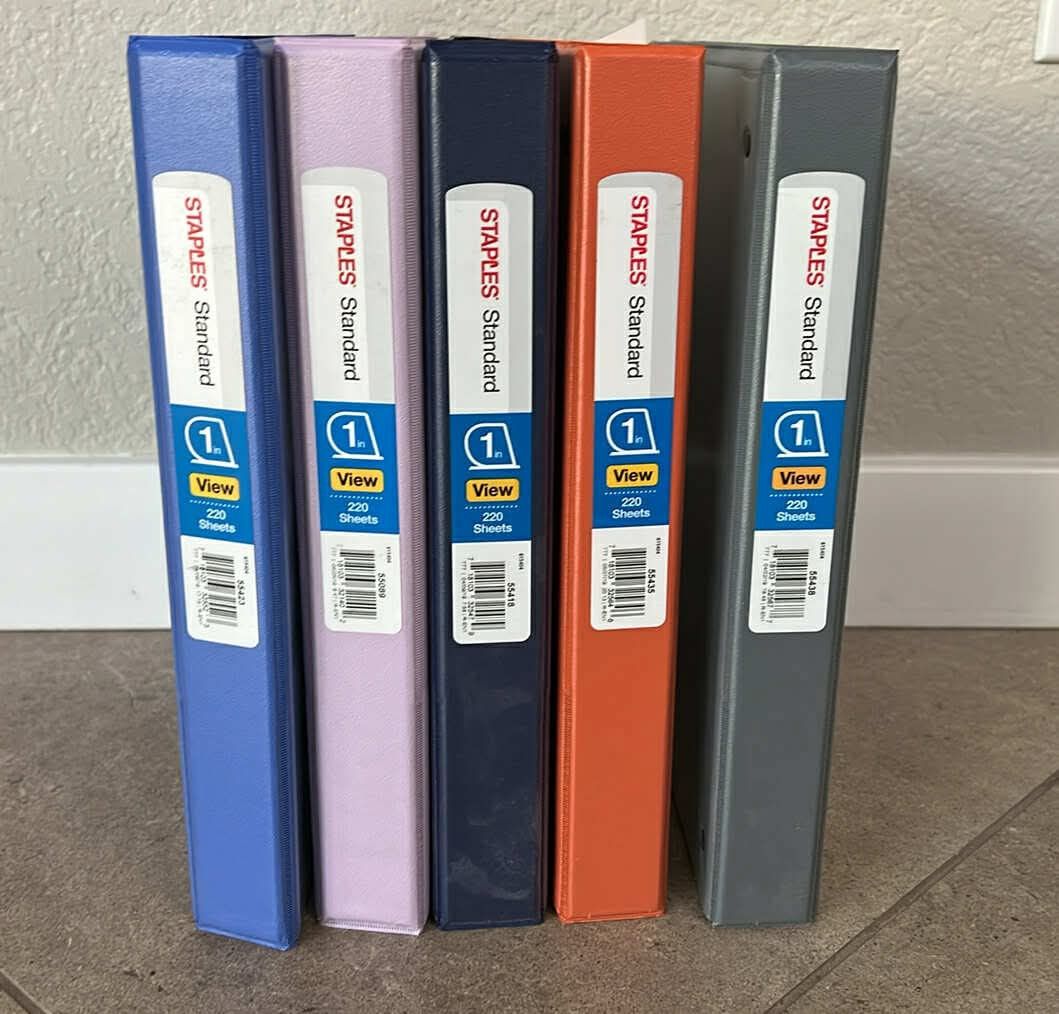 5 New 1” Staples View Binders
