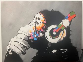 DJ Monkey Canvas Wall Art Print 32 x 24