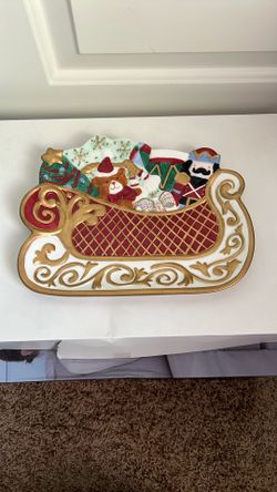 2002 St Nicholas Collection Joyous Celebration Cookie Plate Christmas Avon NIP