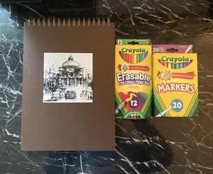 New Sketchbook, Crayola Markers & Erasable Colored Pencils Set