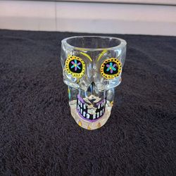 Hand Painted Crystal Skull Shot Glass Bar Drinking Glass Mug Cocktail 