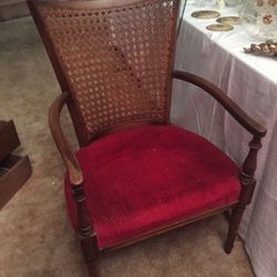 Antique Wicker back walnut chair