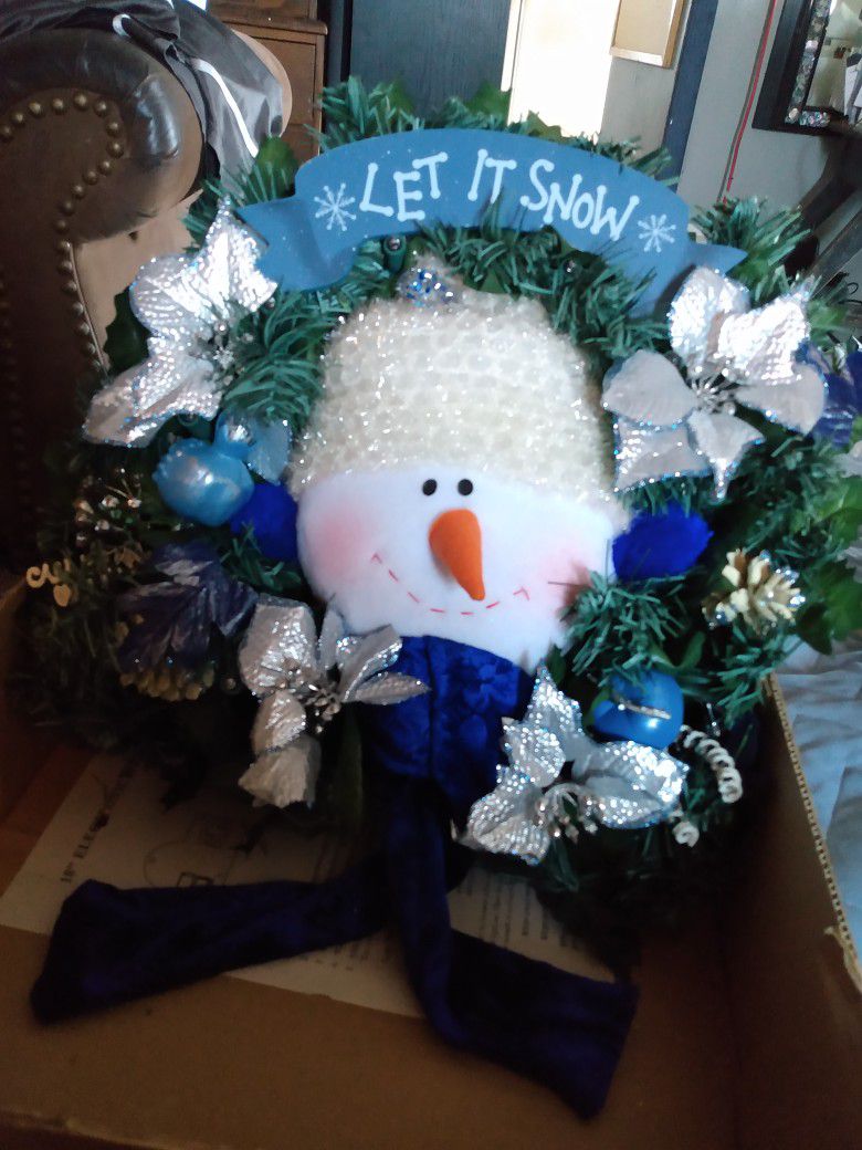 Frosty Snow Man Motion Sensors Christmas Wreath