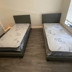 Gray Twin Platform Bed