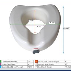 Premium Raised Toilet Seat with Lock (Brand New)