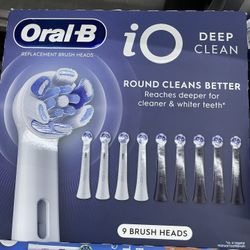 9-count package of Oral-B iO Deep Clean replacement brush heads.  