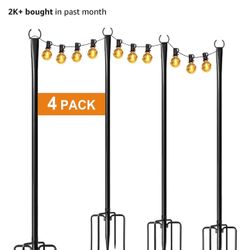 4 Pack 10Ft String Light Poles for Outside