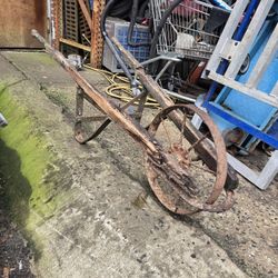 Antique Wheelbarrow Frame Steel Wheel