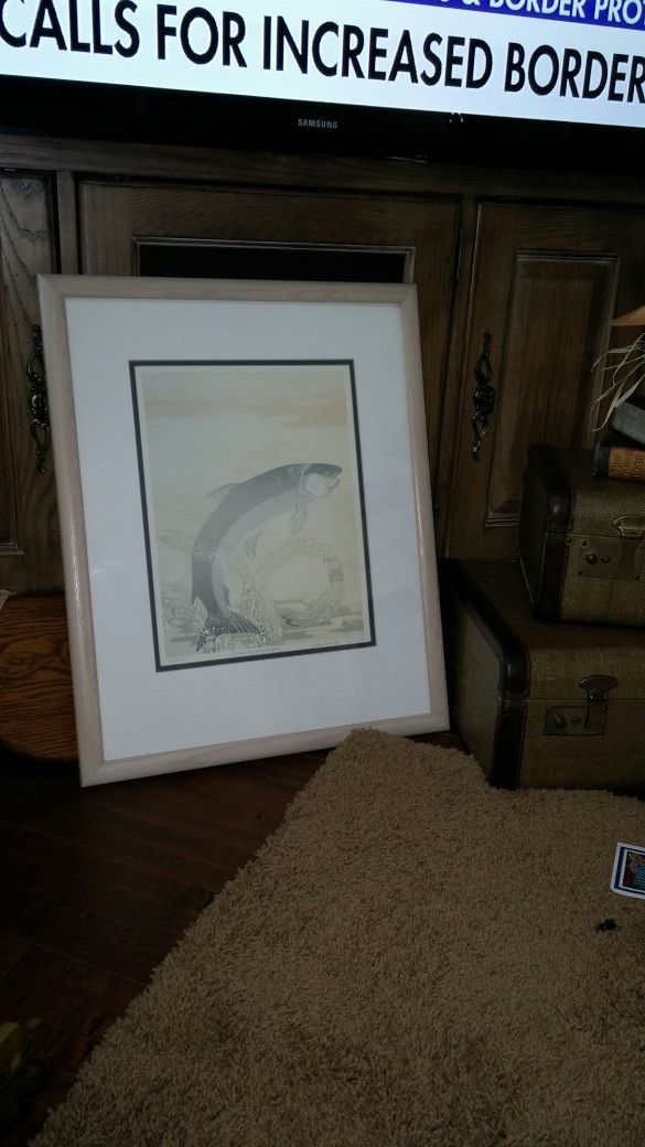 Framed Spaulding fish print for the fisherman