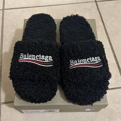 Balenciaga fur slides
