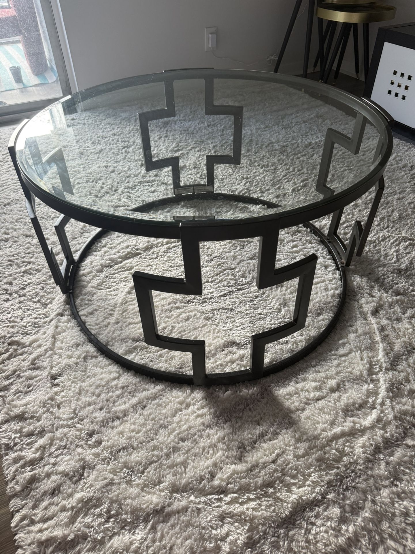 Large Round Glass Coffee Table
