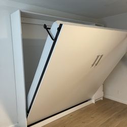 King Size Murphy Bed Frame with Built-In Shelving – Space Saving