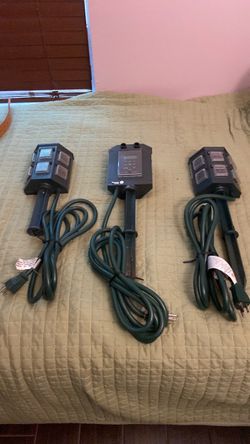 Outdoor timers with photo cells with digital settings.