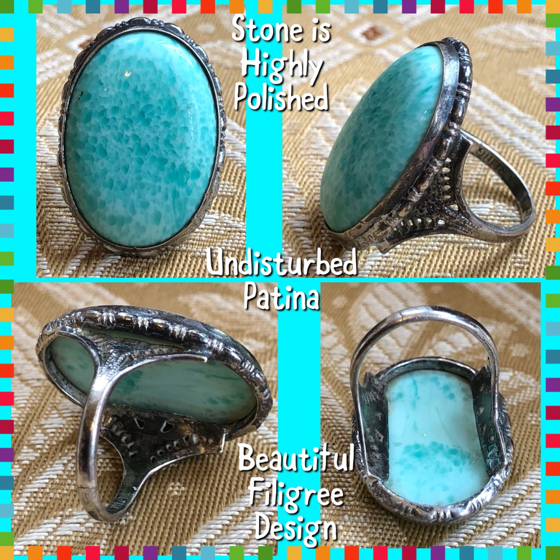 Vintage 925 Sterling Silver Filigree Ring 4
