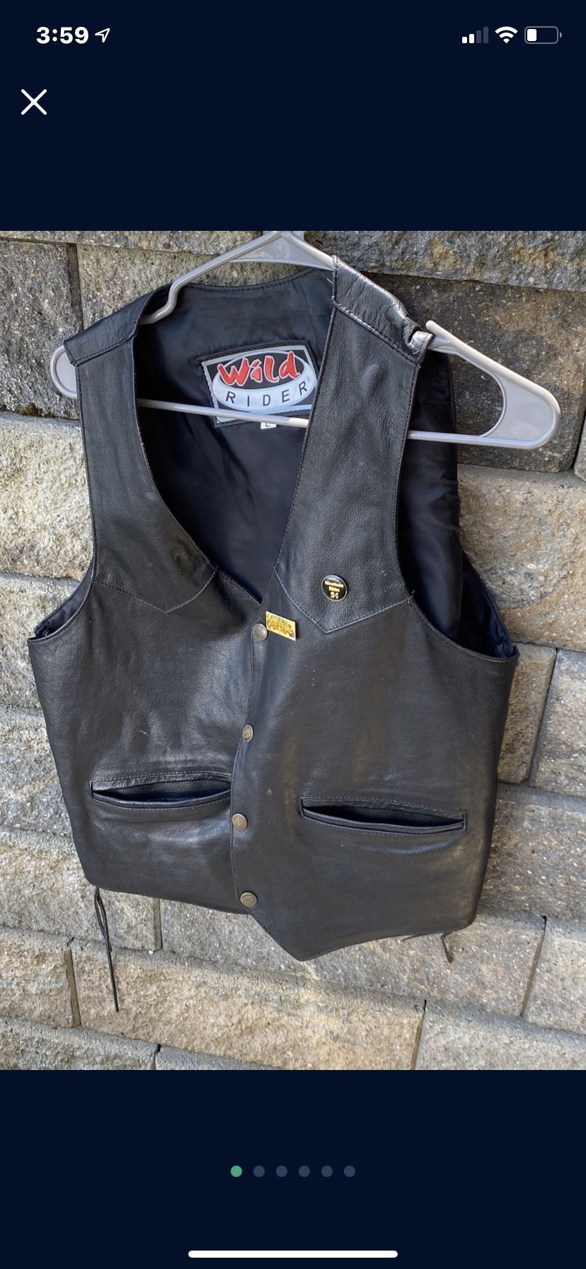 Wild Rider Leather Vest Says CHROME HORSE ON BAC