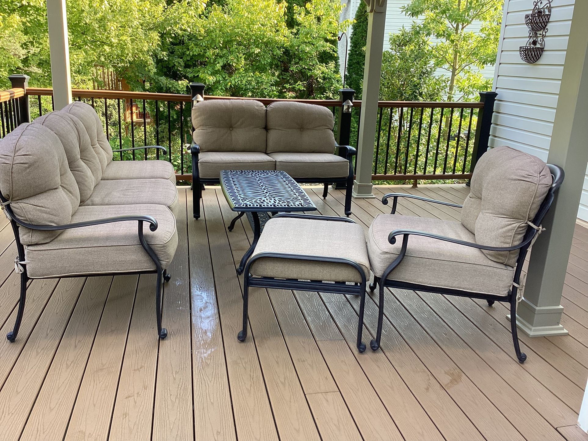 Beautiful Black Cast Aluminum Outdoor Furniture Set With Cushions