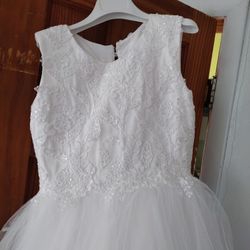 First Communion/ Baptism Dress/ Flower Girl With Hair Accessory 