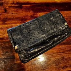 Authentic Henri Bendel Black Snakeskin Clutch Bag