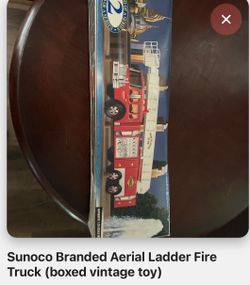 Sunoco branded aerial Ladder fire truck boxed vintage (toy)
