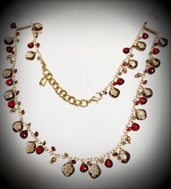 GARNET AND SMOKEY TOPAZ TEARDROP GEMSTONE NECKLACE