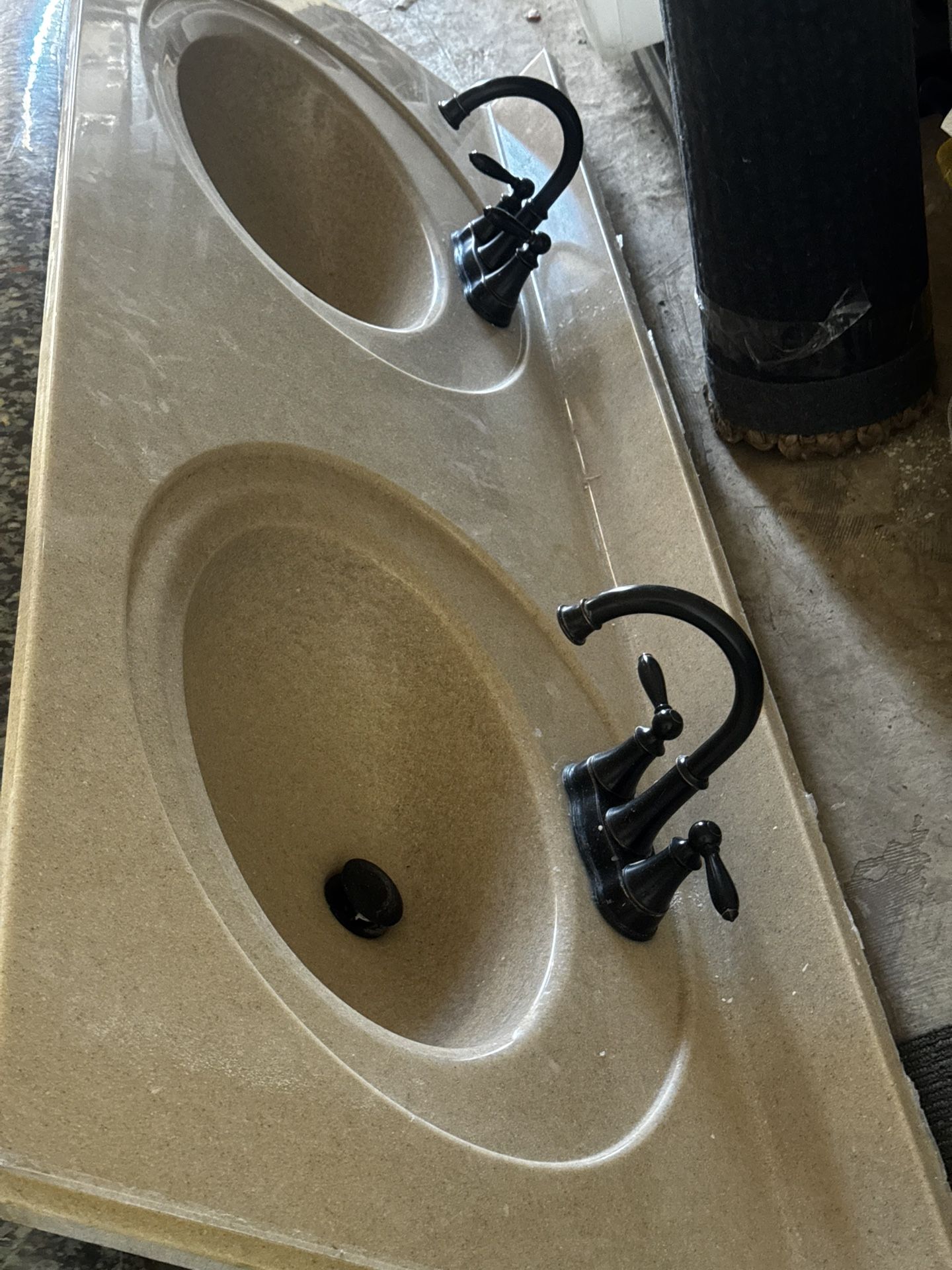 Double Sink With Faucets For Bathroom