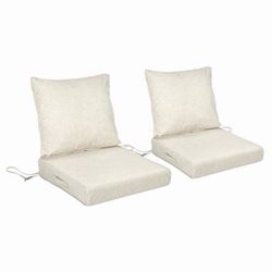 Outdoor Deep Seat Cushion Set, 24x24 Inch Patio Chair Cushions, Waterproof, Set of 2, Khaki