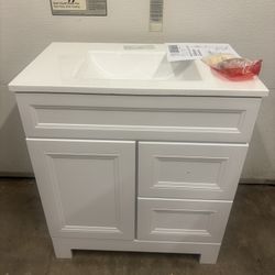 New 30” White Bath Vanity Cabinet with Top