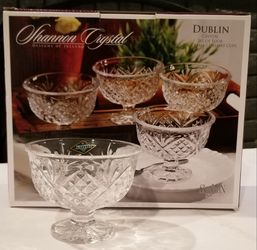 Shannon Crystal By Godinger Set of 4 Ice Cream / Dessert Cups