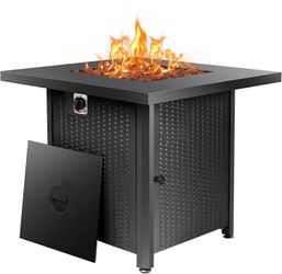 Propane Fire Pit Table 28in – 50,000 BTU with Lid, Halloween Night Gathering