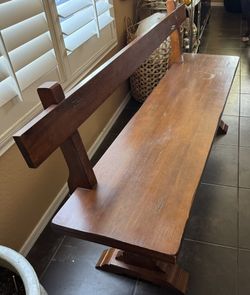 Large Solid Indoor Bench: Trestle Leg Design