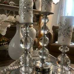 Crystal Candle Holder With Candles
