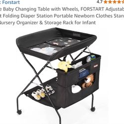 4.7 4.7 out of 5 stars (472) Mobile Baby Changing Table with Wheels, FORSTART Adjustable Height Folding Diaper Station Portable Newborn Clothes Stand 